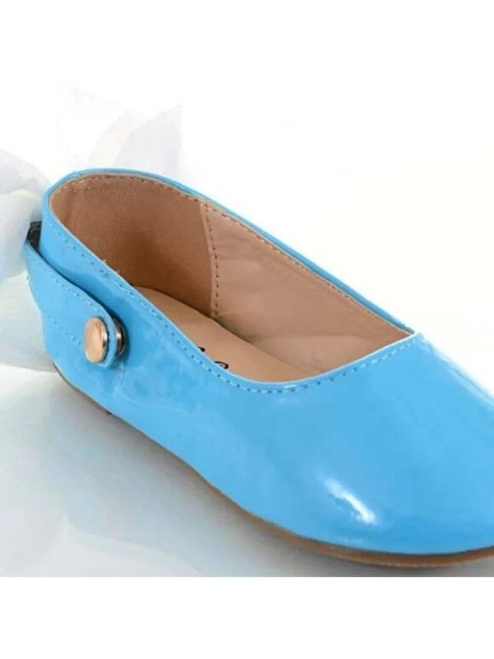 NEW Blue Patent Vegan Girls Toddler 9 Removable Bow Baby Mary Janes Crib Shoes